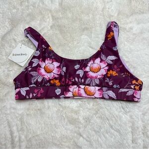 NEW! Kulani Kinis Purple Floral Bikini Swim Top, XL
